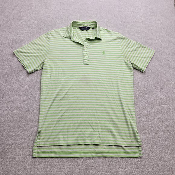 Ralph Lauren Polo Golf Shirt Men's Size Medium Green Striped Short Sleeve - Picture 1 of 5